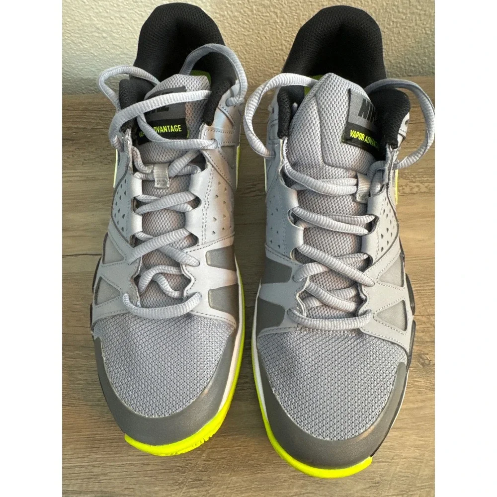 Nike Air Vapor Advantage Mens 12.5 Grey Black Volt Tennis Shoes 599359-070